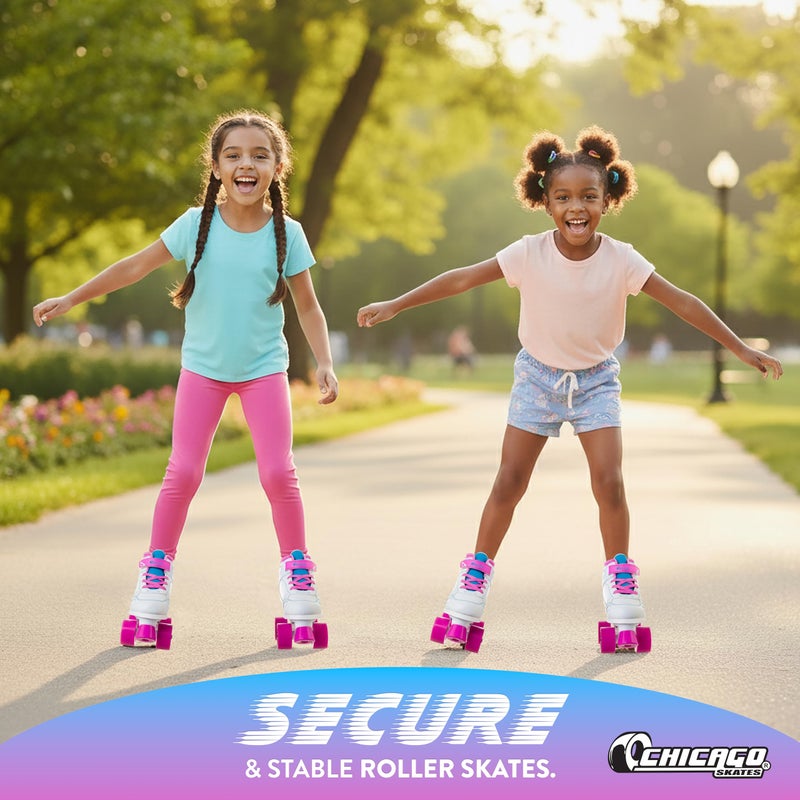 Chicago Skates Sidewalk Roller Skates â€“ Durable, Top Performance Indoor/Outdoor Use Skate Shoes for Girls & Boys, High-Top Boot Safety Youth Quad Skates, 60mm PU Wheels, Adjustable Chassis & Trucks - Image 5